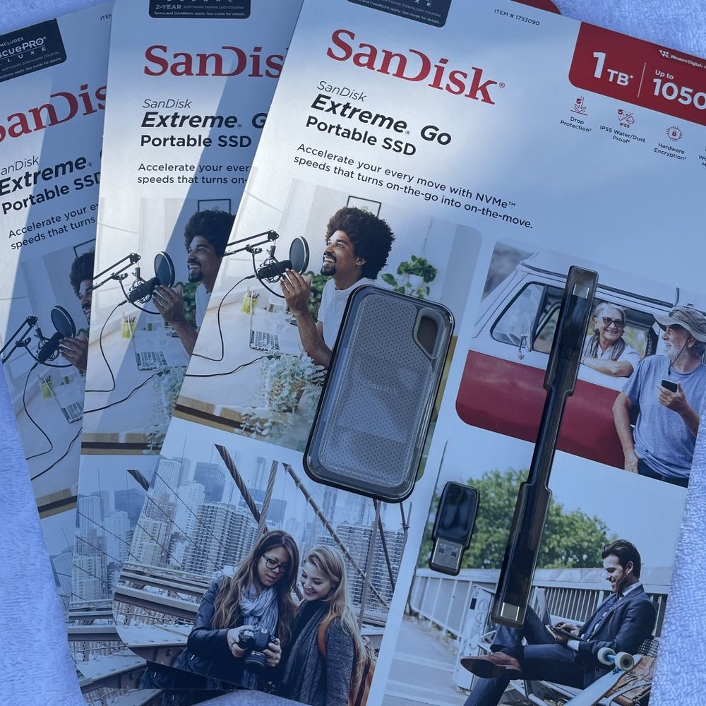 3 PACK - SanDisk 1TB Extreme Go Portable SSD - Up to 1050MB/s